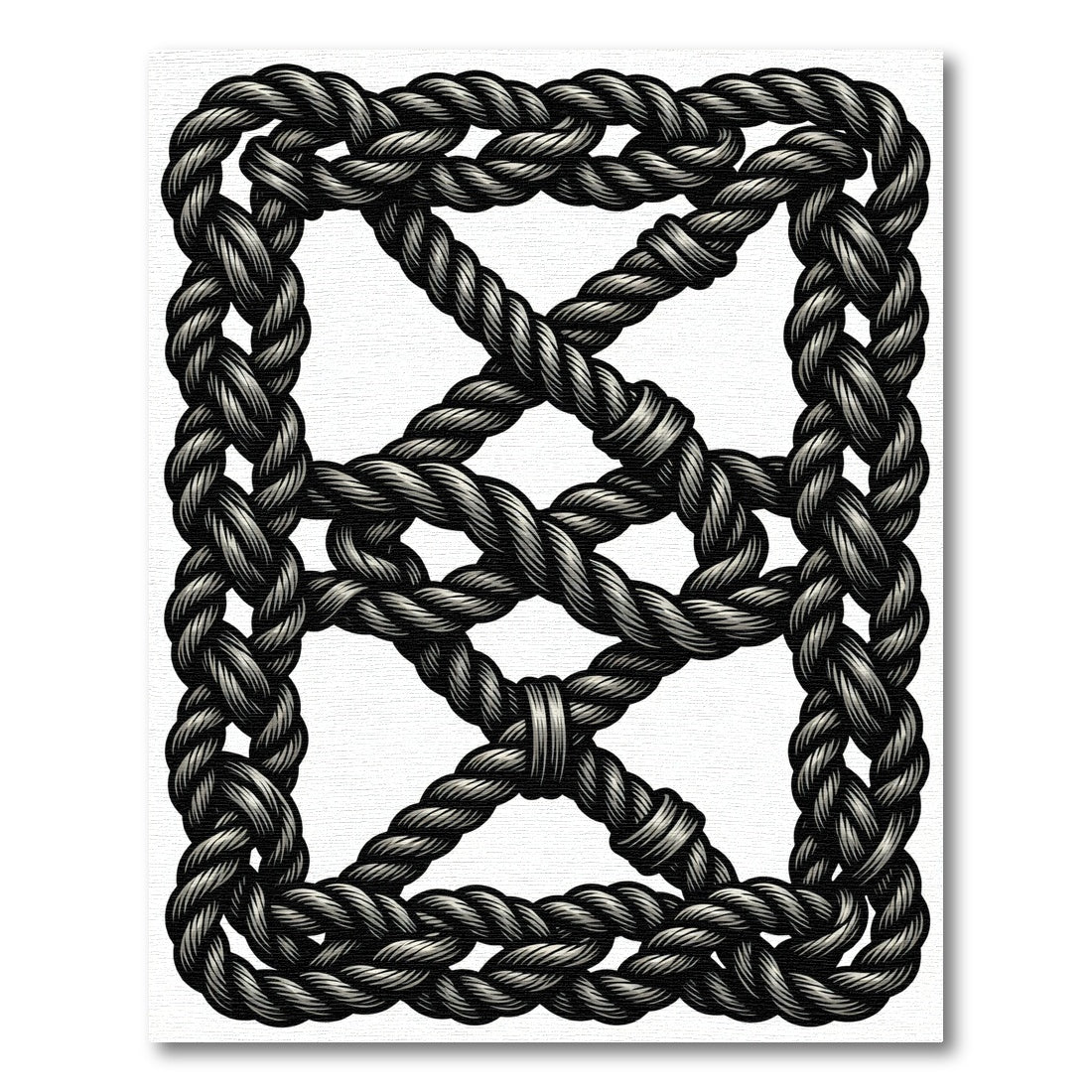 Charcoal Braided Knot Frame Rug