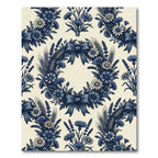 Blue Floral Wreath with Wheat Accents Rug