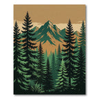 Earthy Mountain Forest Evergreen Landscape Rug