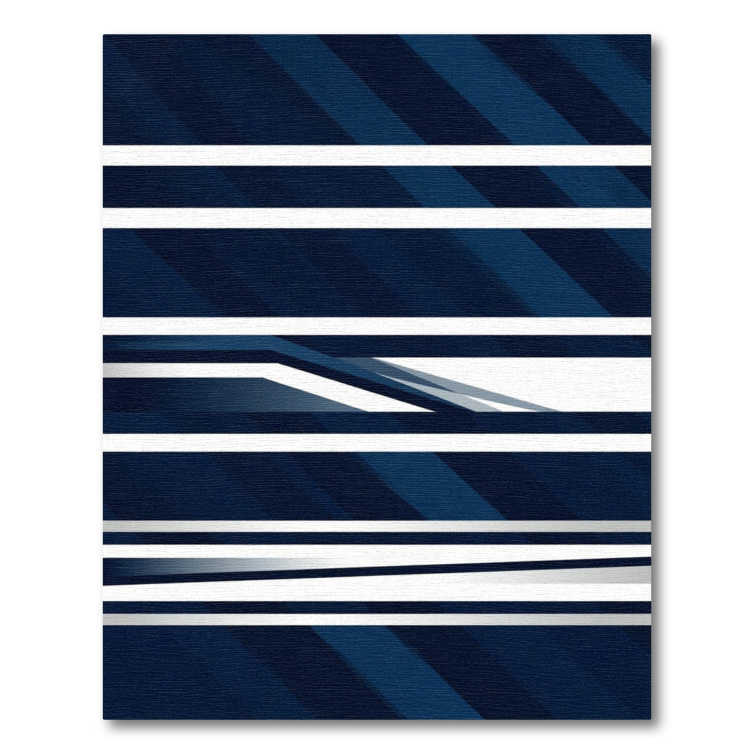 Modern Midnight Blue Linear Abstract Rug