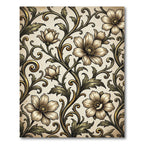 Vintage Cream Floral Golden Vine Scroll Rug