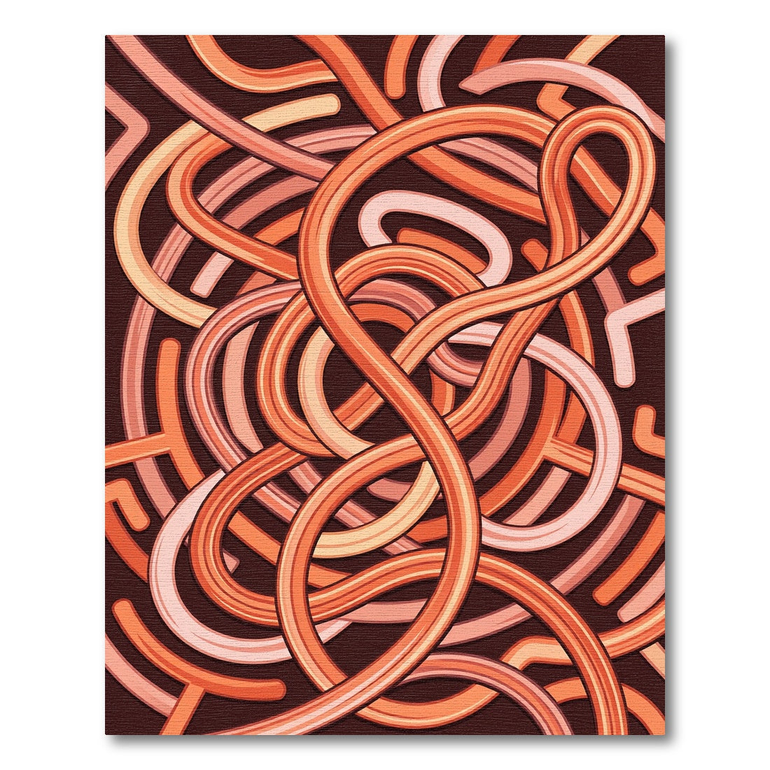 Orange Swirl Tubular Abstract Rug