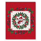 Christmas Snowman Holly Garland Rug