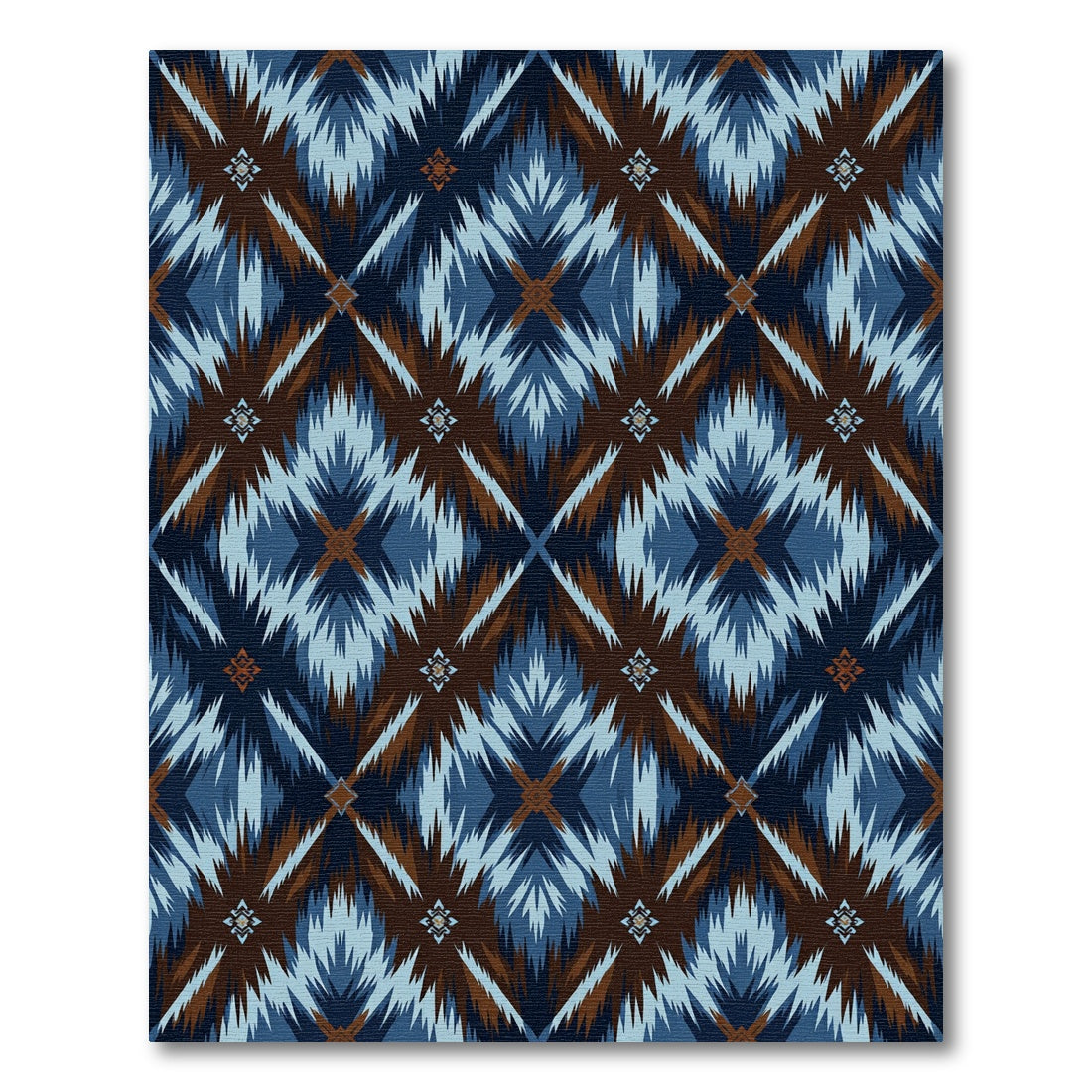 Indigo and Copper Ikat Diamond Grid Rug