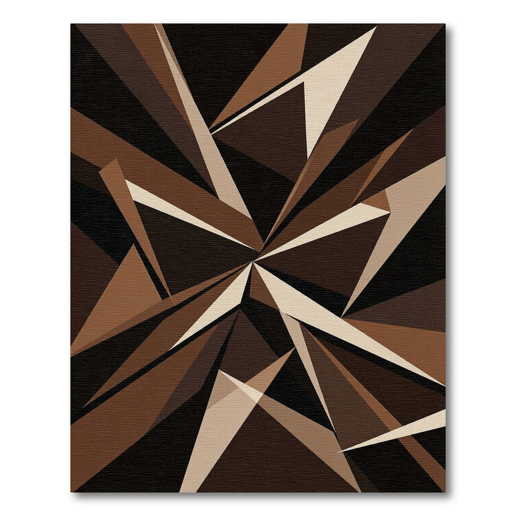 Modern Brown Geometric Angular Abstract Rug