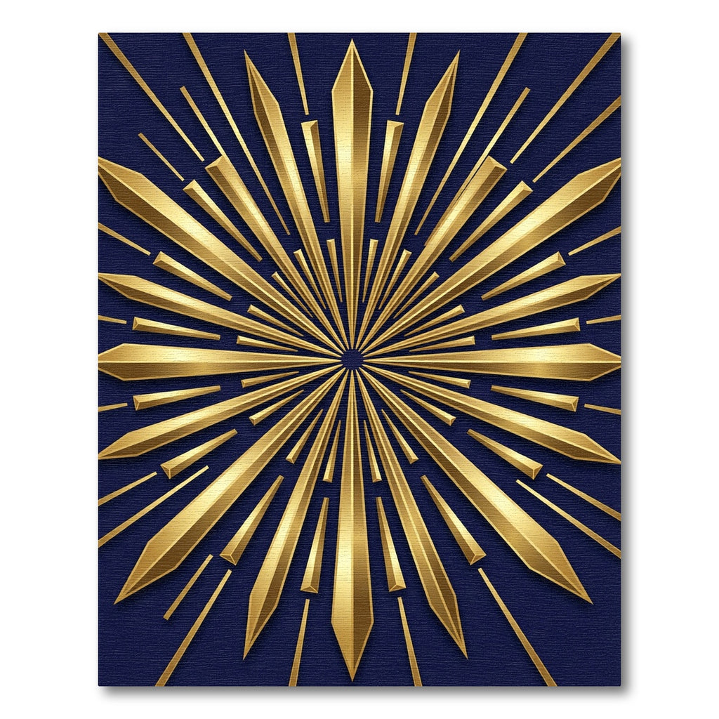 Golden Radiant Sunburst Art Deco Rug
