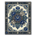 Elegant Navy Floral Medallion Garden Rug
