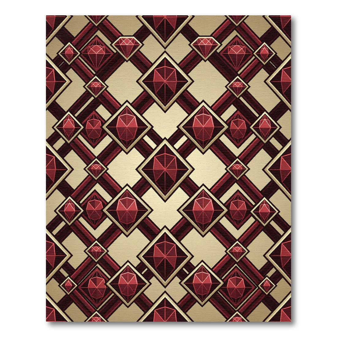Garnet Gemstone Diamond Stripe Rug