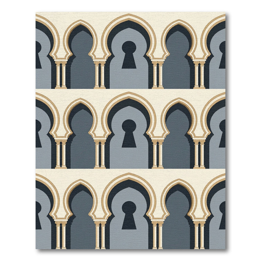 Archways Cream Blue Geometric Motif Rug