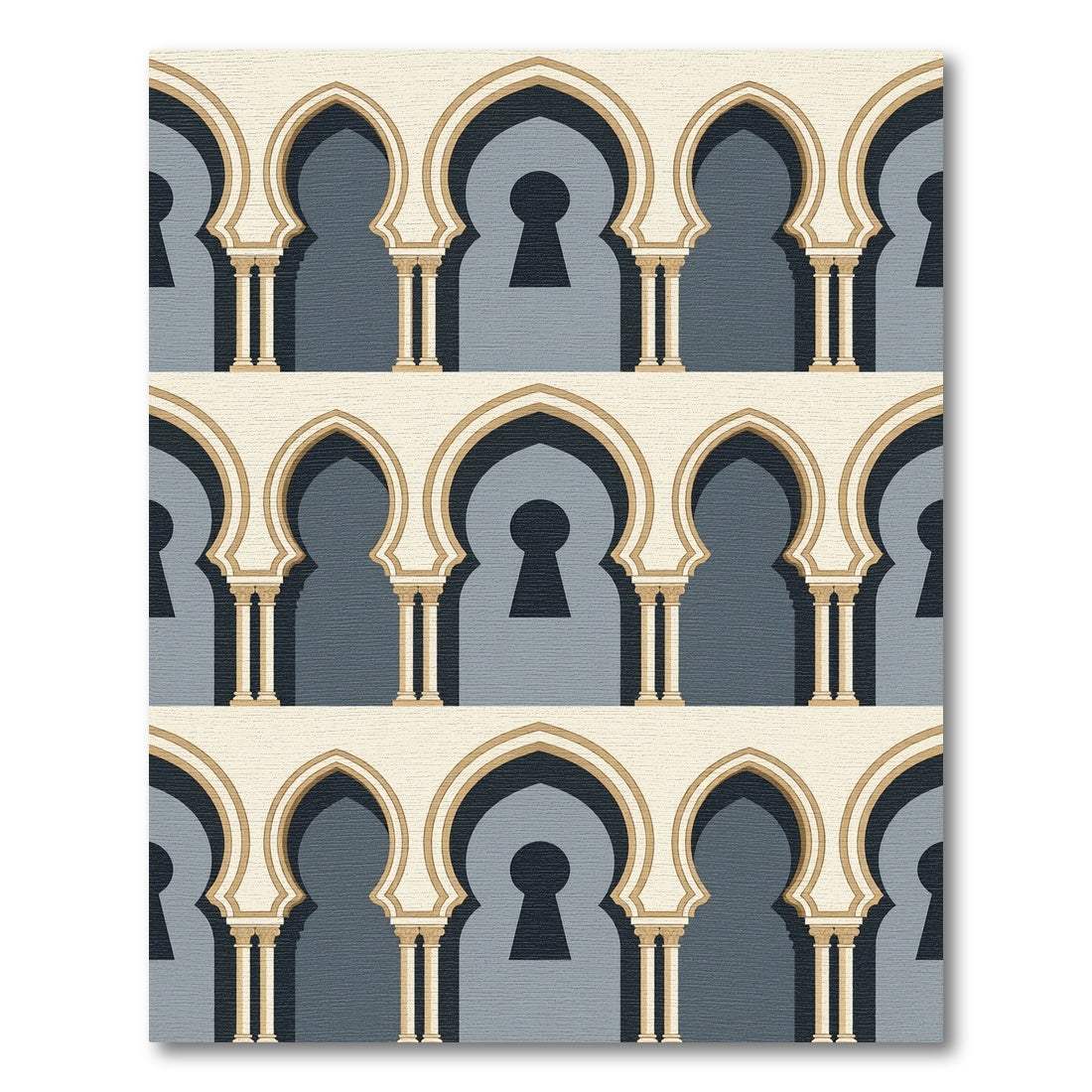 Archways Cream Blue Geometric Motif Rug