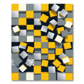 Modern Geometric Yellow and Gray Cube Rug