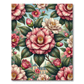 Blushing Camellia Floral Botanical Garden Rug