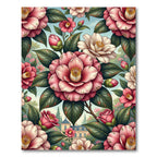 Blushing Camellia Floral Botanical Garden Rug