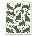Whimsical Forest Green Stretching Cat Rug