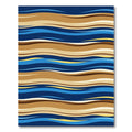 Abstract Blue and Sand Wavy Lines Rug