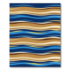 Abstract Blue and Sand Wavy Lines Rug