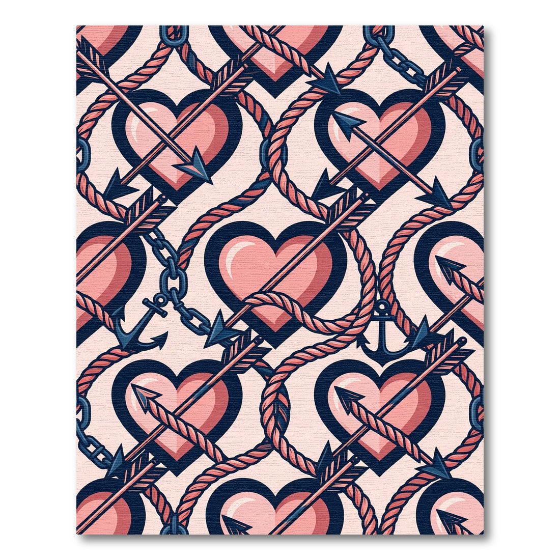 Pink Arrows Hearts Nautical Rope Rug