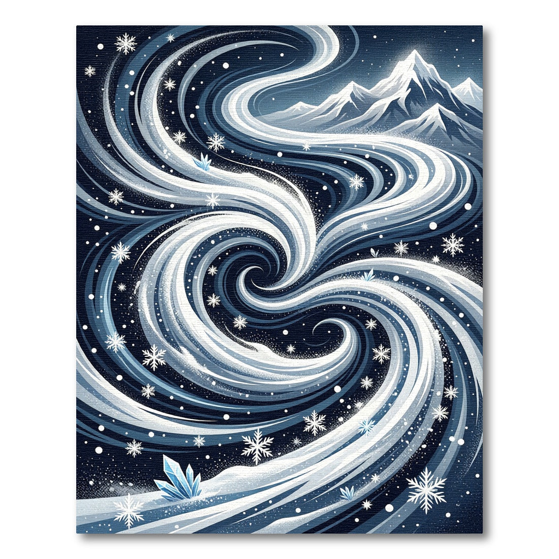 Swirling Blizzard Mountain Frost Abstract Rug