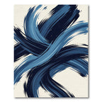 Modern Navy Blue Abstract Brushstrokes Rug