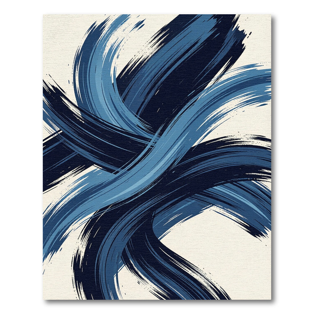 Modern Navy Blue Abstract Brushstrokes Rug