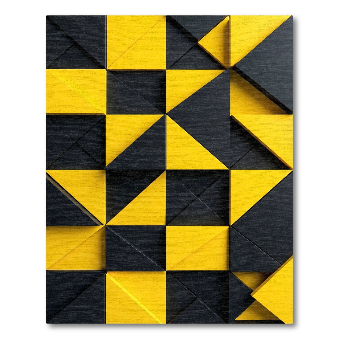 Bold Yellow Black Geometric Triangle Rug
