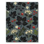 Dark Gray Botanical Berry Floral Rug