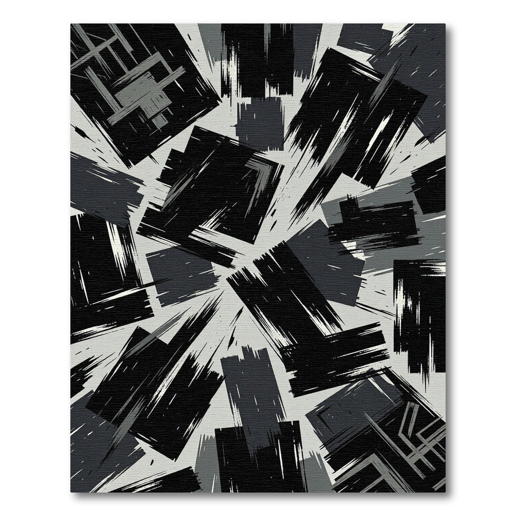 Monochromatic Graphic Brush Stroke Composition Rug