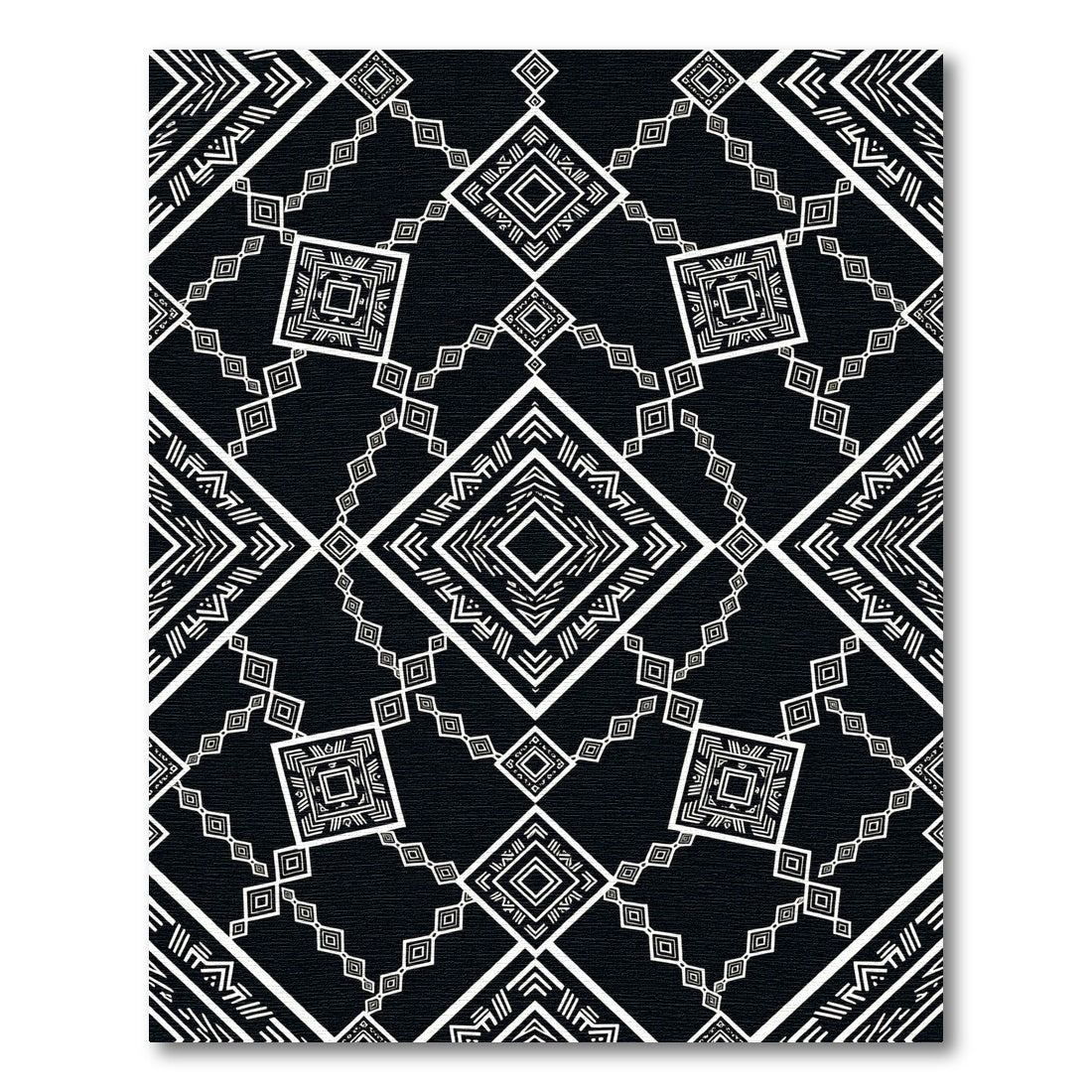 Monochrome Diamond Ethnic Geometric Rug
