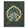 Ornate Teal Botanical Meadow Medallion Rug