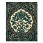 Ornate Teal Botanical Meadow Medallion Rug