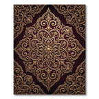 Ornate Gold Embossed Floral Medallion Rug