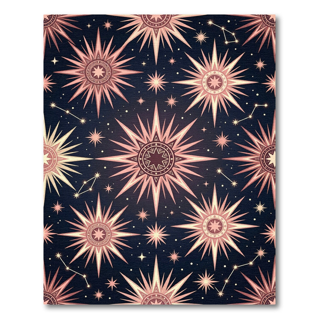 Celestial Rose Gold Starry Night Rug