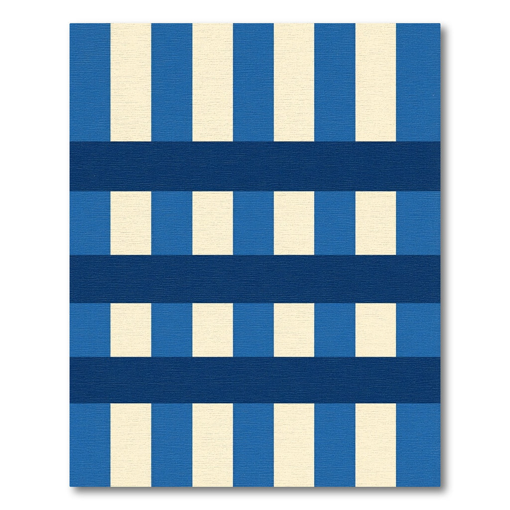 Bold Blue Cream Stripe Weave Rug