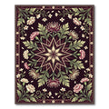 Celestial Star Floral Dark Plum Art Rug
