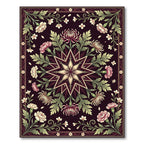 Celestial Star Floral Dark Plum Art Rug