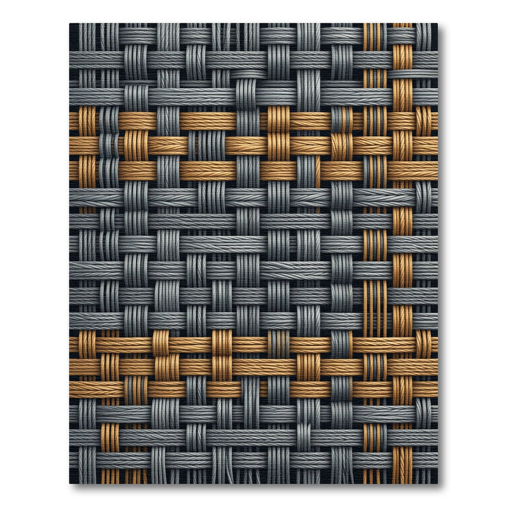 Textured Interwoven Gray and Gold Weave Rug