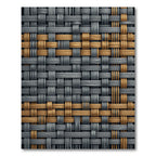 Textured Interwoven Gray and Gold Weave Rug