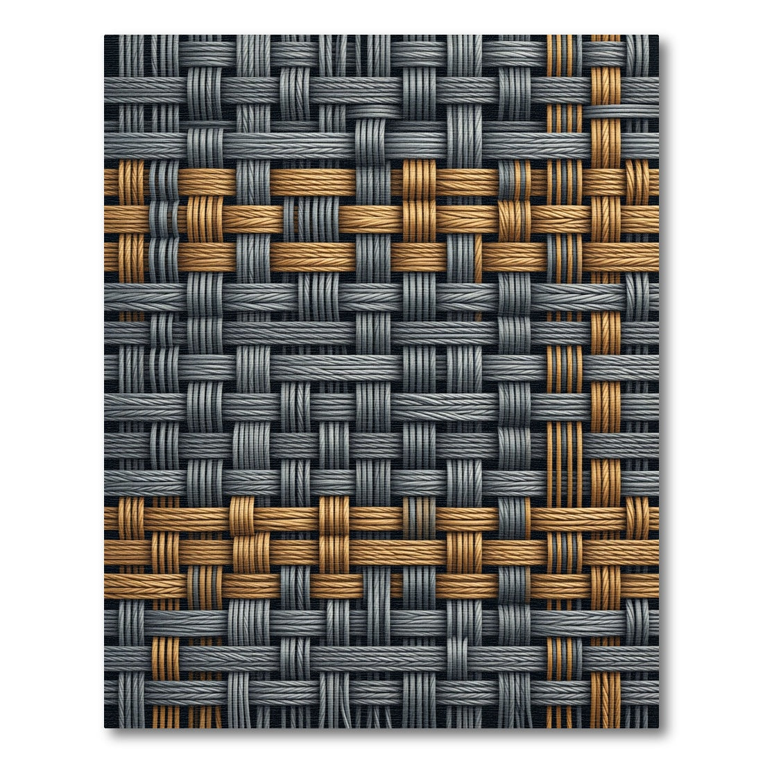 Textured Interwoven Gray and Gold Weave Rug