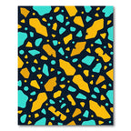 Abstract Teal and Golden Terrazzo Rug