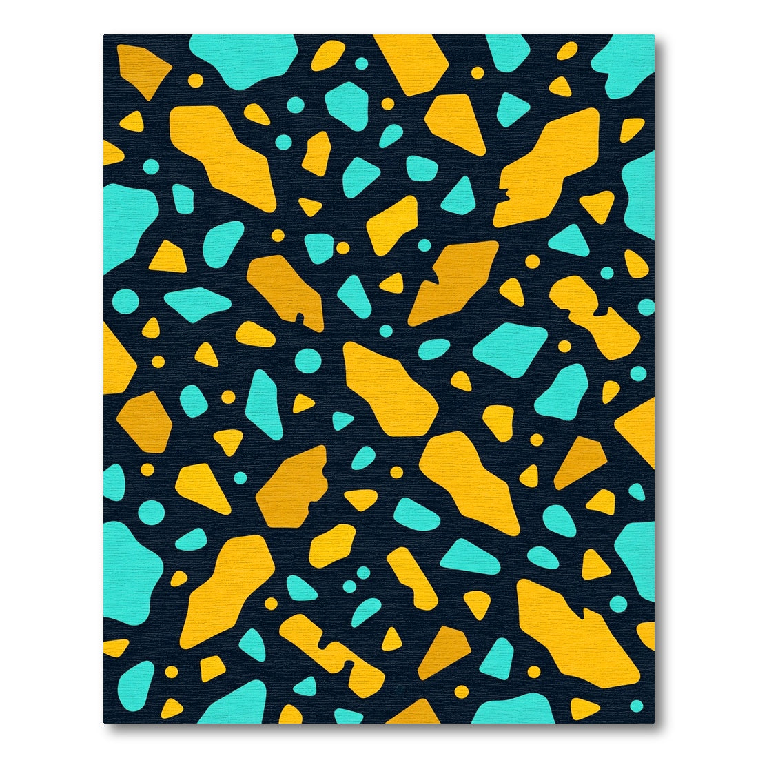 Abstract Teal and Golden Terrazzo Rug