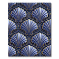 Art Deco Blue Gold Shell Medallion Rug