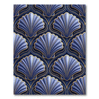 Art Deco Blue Gold Shell Medallion Rug