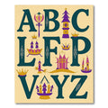 Royal Purple Gold Castle Alphabet Rug