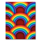 Vibrant Rainbow Arches Red Rug