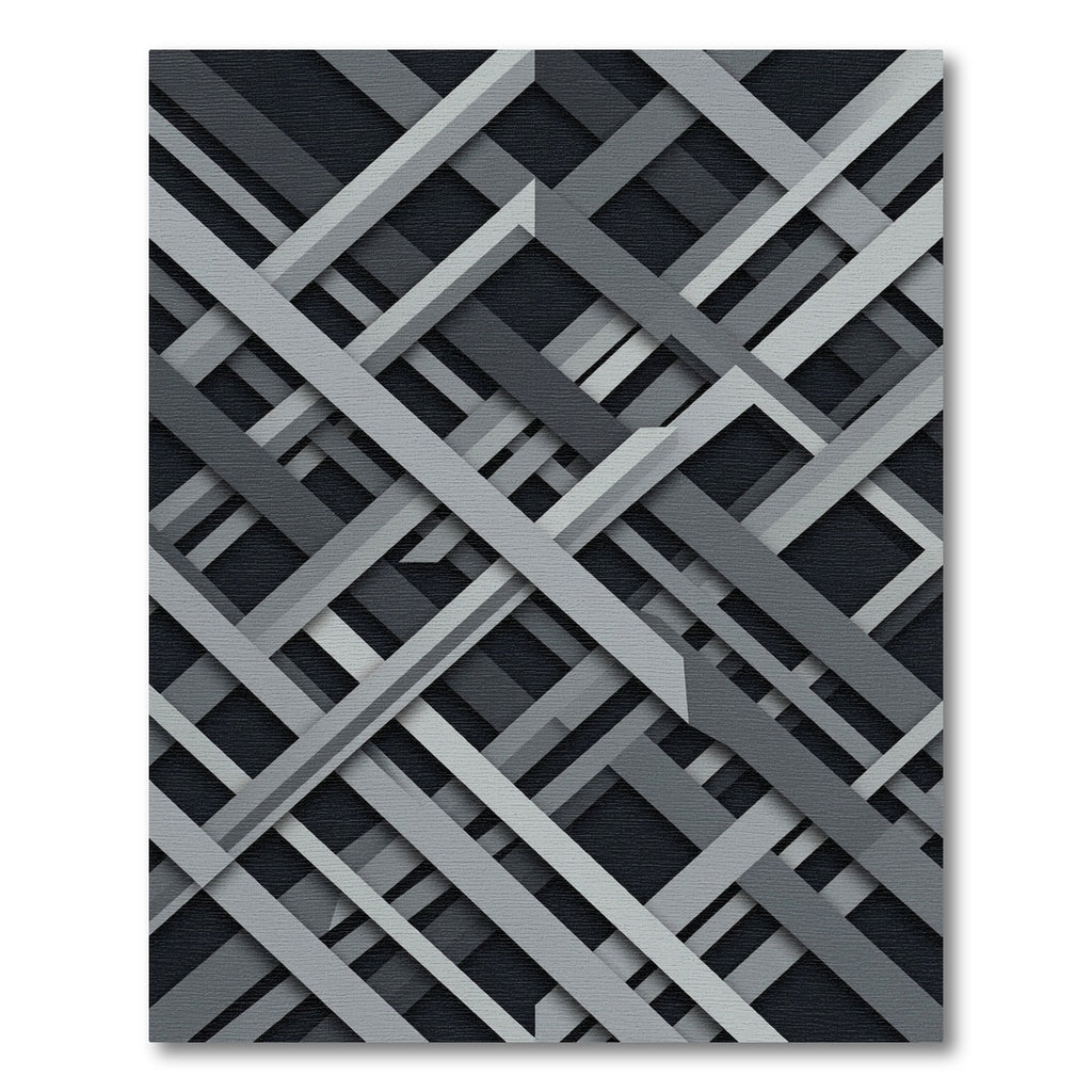 Monochromatic Geometric Intersecting Linear Art Rug