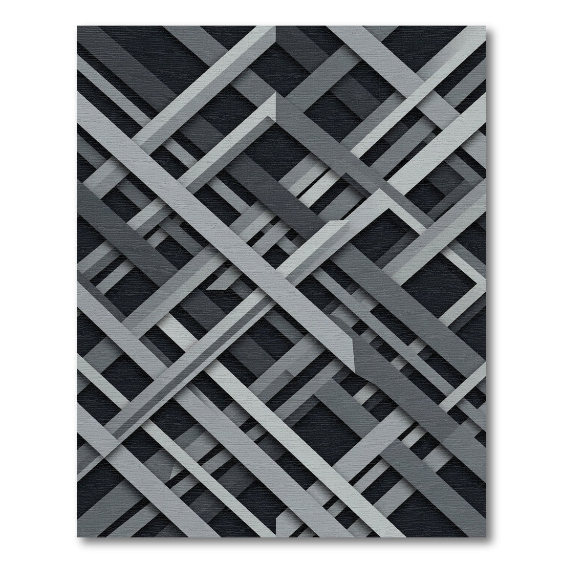 Monochromatic Geometric Intersecting Linear Art Rug