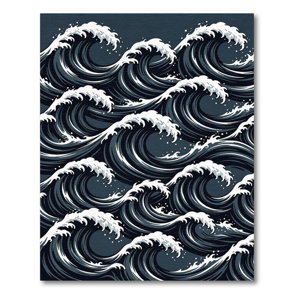 Deep Blue Cresting Waves Rug