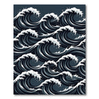 Deep Blue Cresting Waves Rug