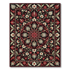Grand Red Floral Medallion Bordered Rug