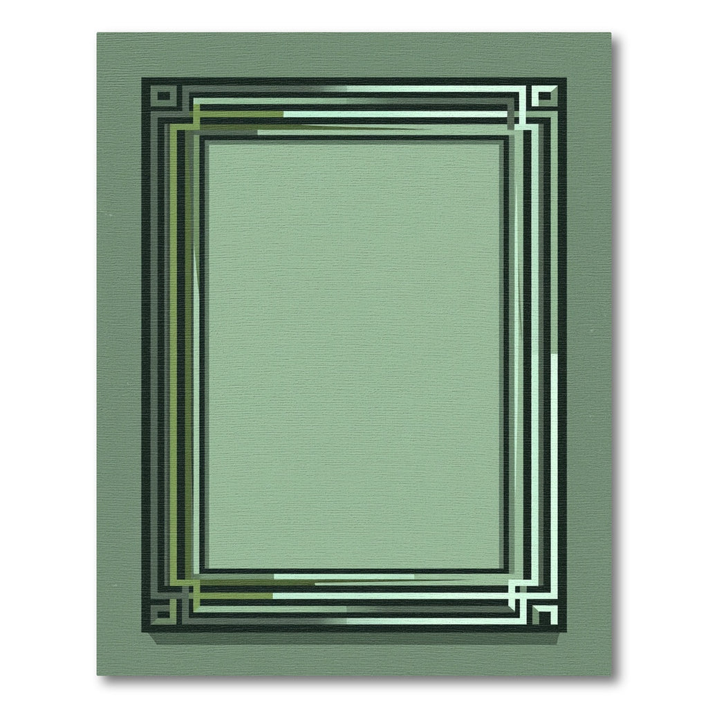 Green Black Geometric Border Rectangular Rug